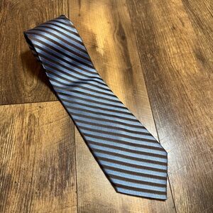 Calvin Klein Blue And Brown Striped Neck Tie Silk